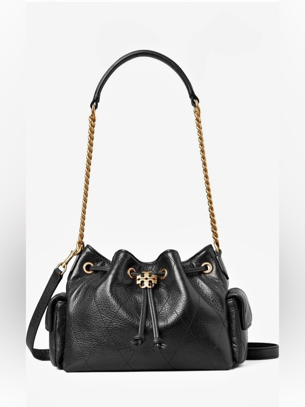 NWT Tory Burch Mini Charlie Quilted Leather Drawstring Bag